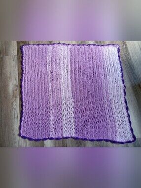 Baby Blanket Handmade Lavender Ombre Crochet Blanket with Dark Purple Trim
